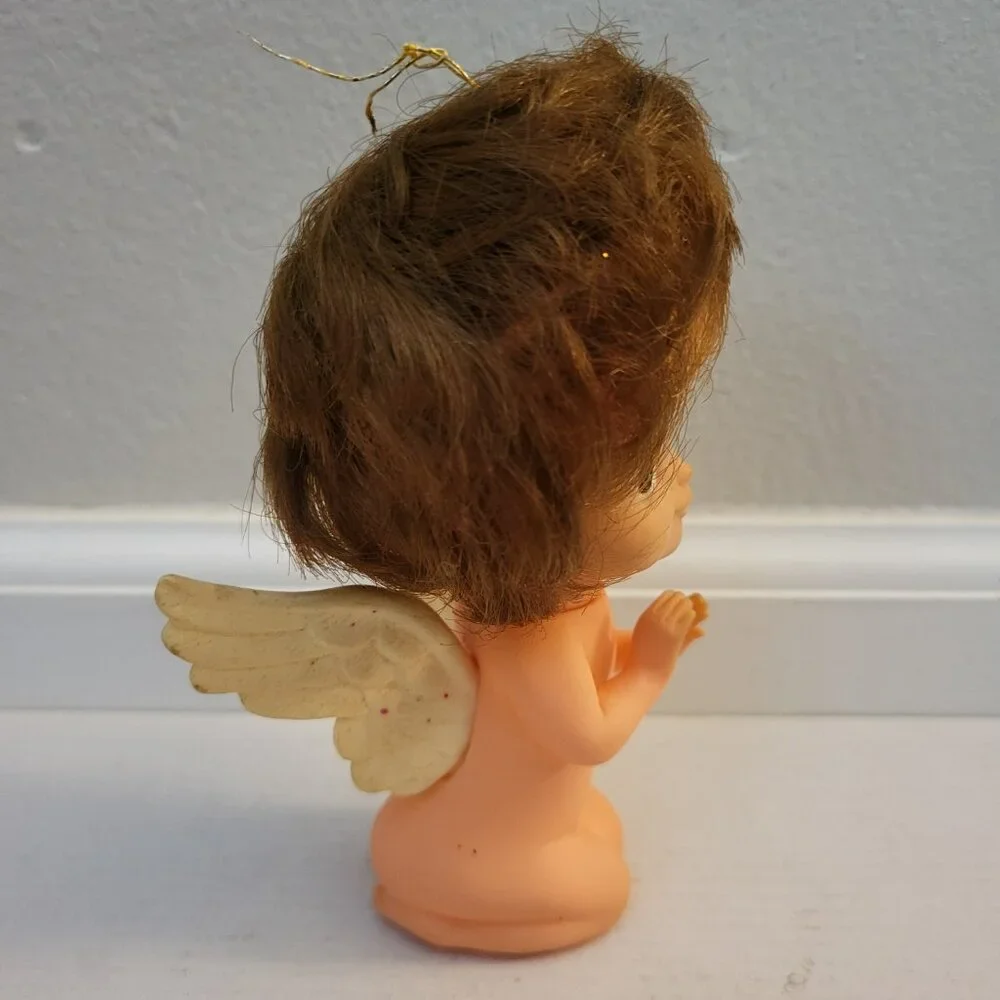 VTD 1970 Kamar Christmas Angel Big Eyes Ornament Doll Dark Hair Mod MCM Kitsch